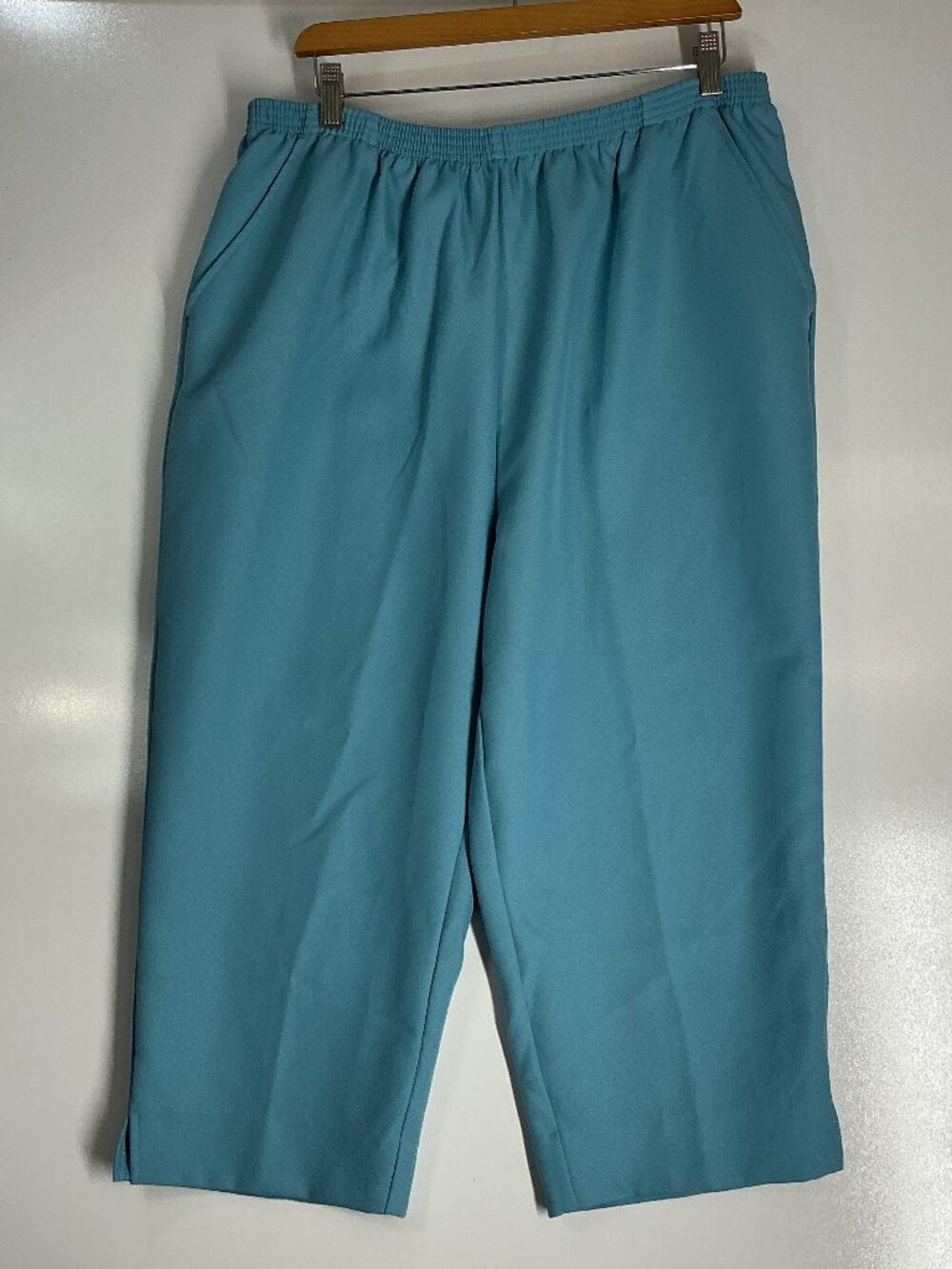 Salon Studio Women’s XL Aqua Blue Pull On Cropped Pants Elastic Waist